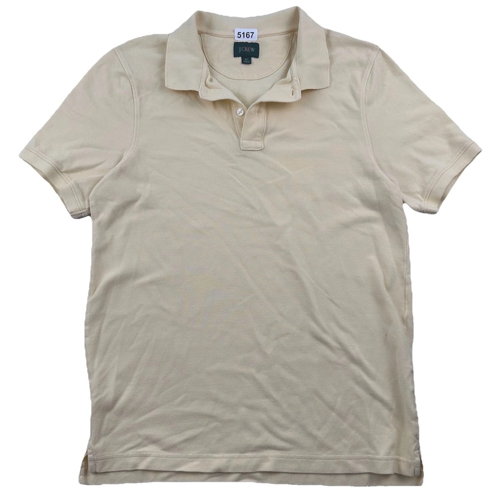 VTG 90s J Crew Oarsman Polo Shirt Mens Medium Tall MT Yellow Cotton Knit Pique